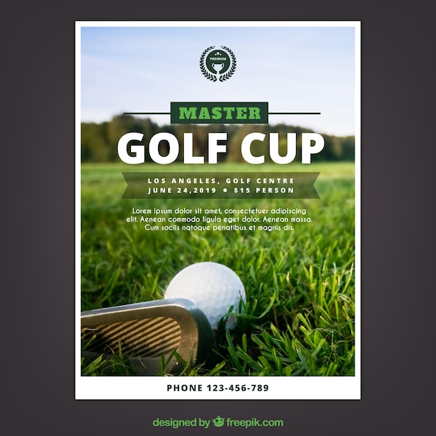 Golftoernooi-flyer in vlakke stijl