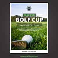 Gratis vector golftoernooi-flyer in vlakke stijl