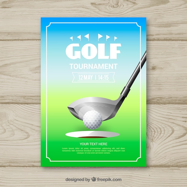 Golftoernooi-flyer met bal