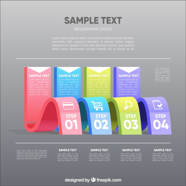 Golvend infografisch sjabloon met stappen