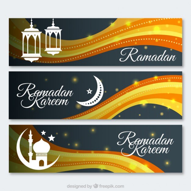 Gratis vector golvende ramadan banners