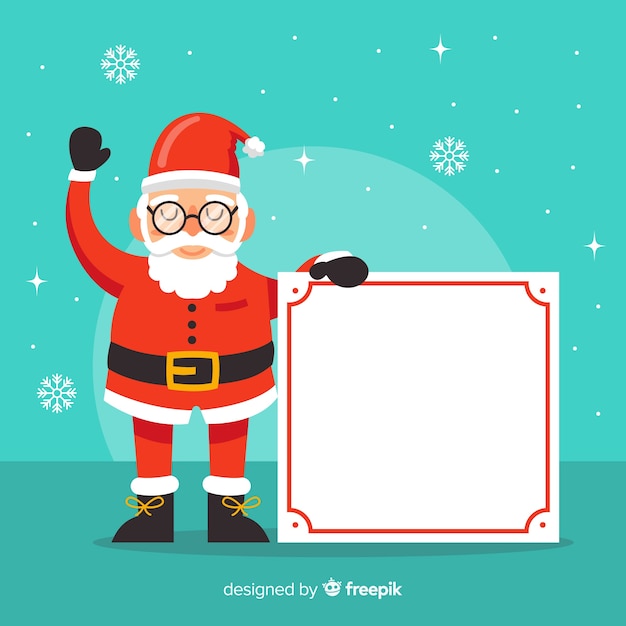 Gratis vector golvende santa die leeg teken houdt