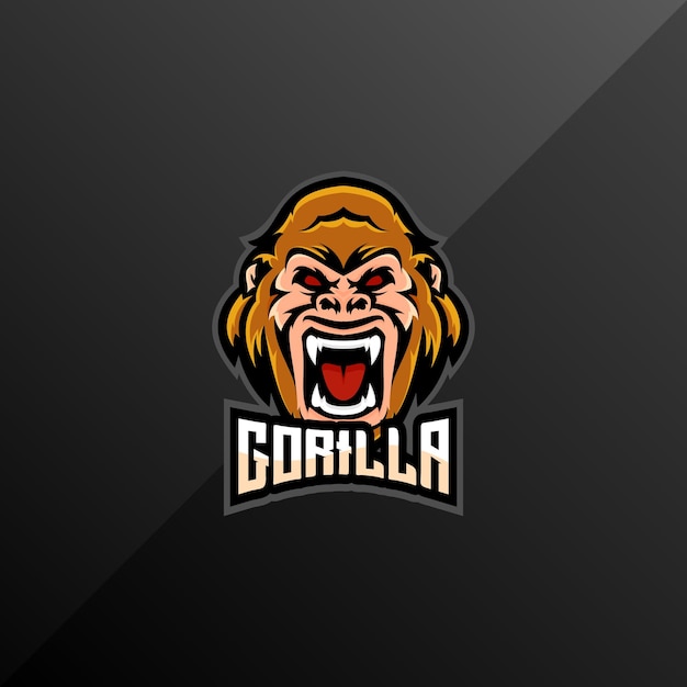 Gorilla hoofd logo esport team ontwerp gaming mascotte