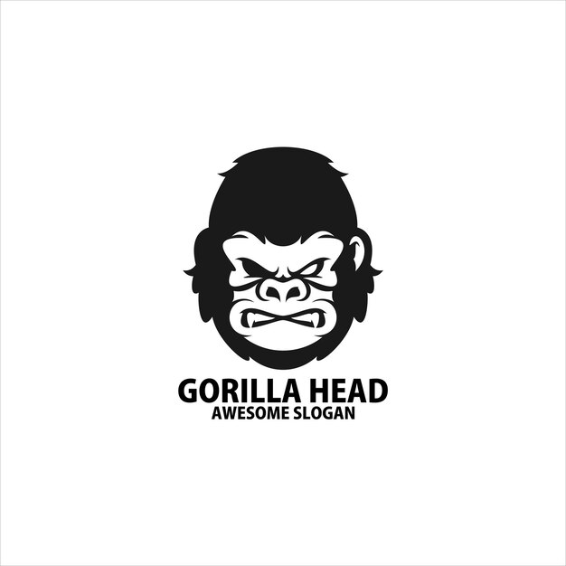 Gorilla hoofd logo ontwerp silhouet
