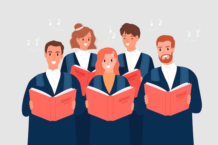 Gratis Vector gospel koor zingen illustratie