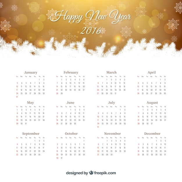 Gratis vector goud nieuwe jaar kalender