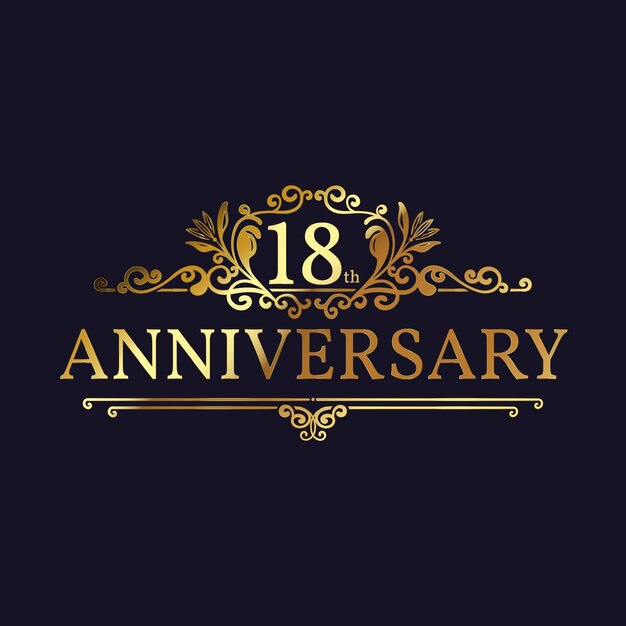 Gouden 18e verjaardag logo sjabloon