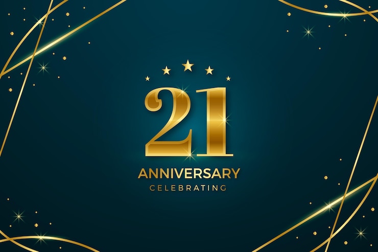 Gratis Vector gouden 21 verjaardag achtergrond