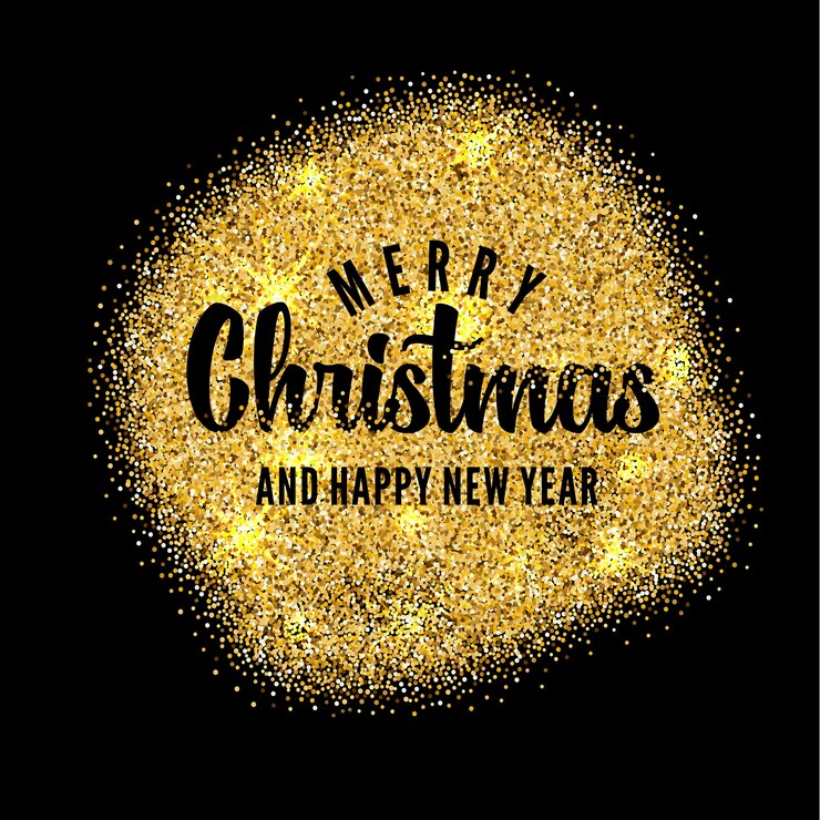Gratis Vector gouden achtergrond met lettering voor merry christmas en gelukkig nieuwjaar