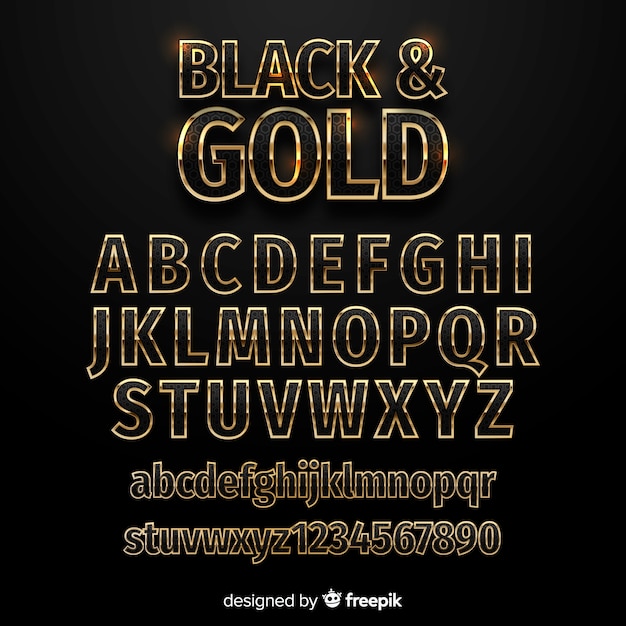 Gratis vector gouden alfabet sjabloon