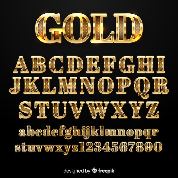 Gratis vector gouden alfabet sjabloon