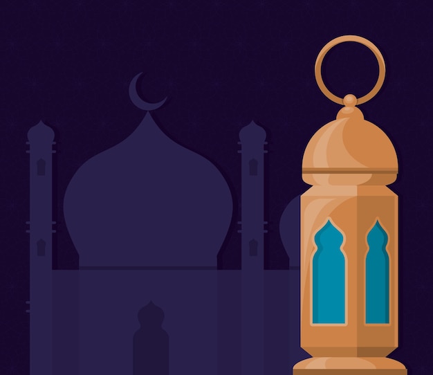 Gouden Arabische lamp met moskee
