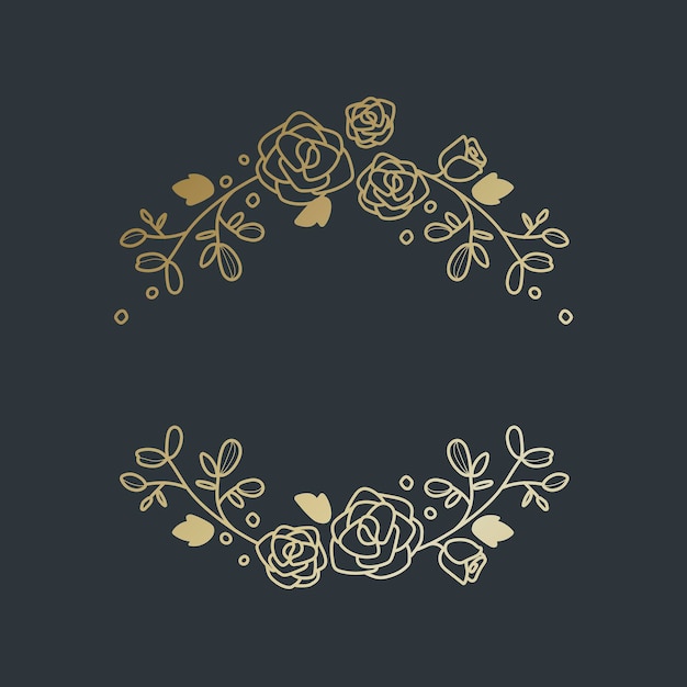 Gouden bloem logo element clipart, esthetische botanische illustratie vector