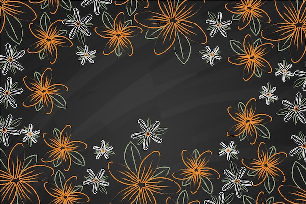 Gratis vector gouden bloemen op bordachtergrond