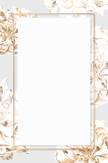 Gouden bloemen pioen frame vector