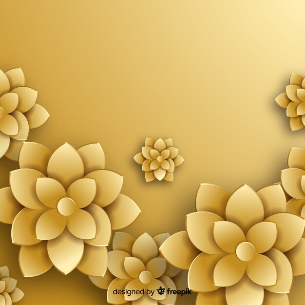 Gouden bloemen vlakke stijl als achtergrond