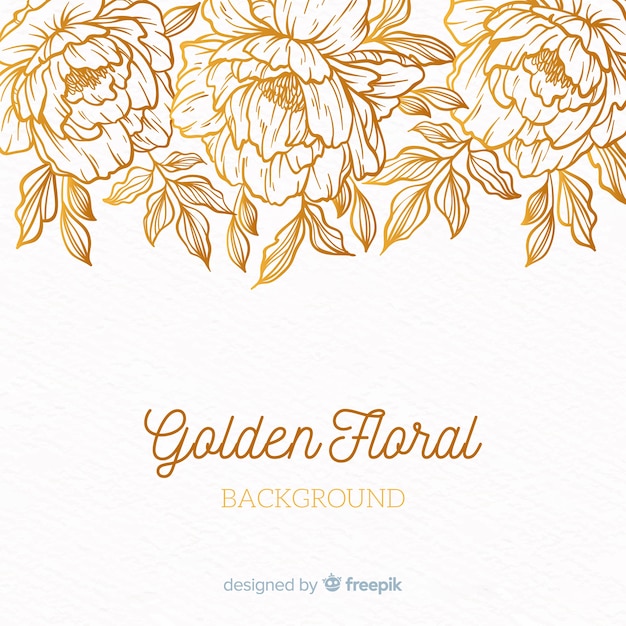 Gratis vector gouden bloemenachtergrond