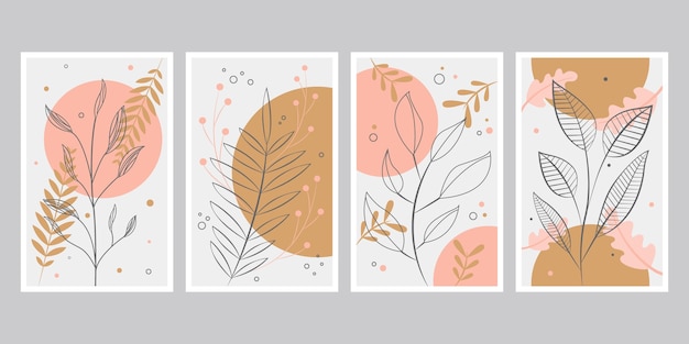 Gratis vector gouden botanische omslagcollectie