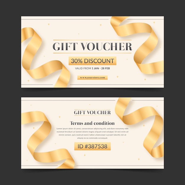 Gratis vector gouden cadeaubon sjabloon