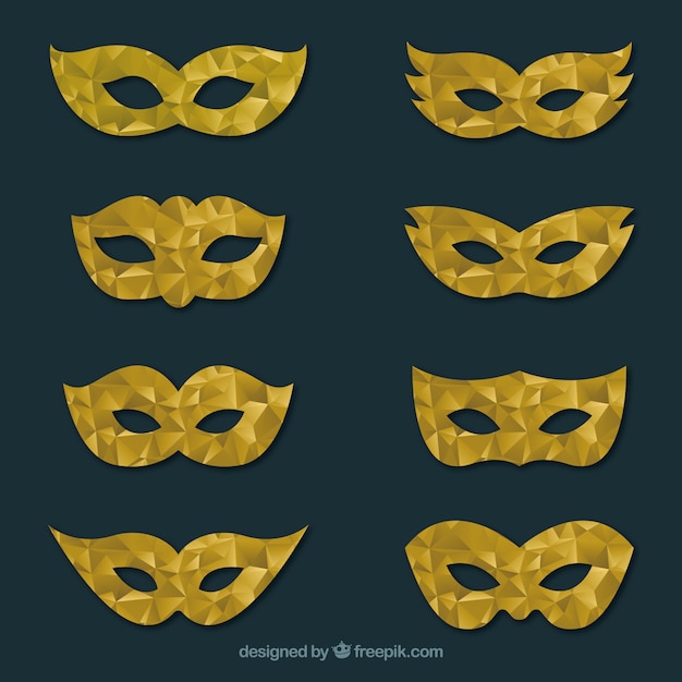 Gratis vector gouden carnaval maskerverzameling