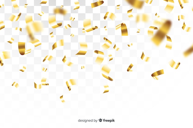 Gouden confetti op transparante achtergrond