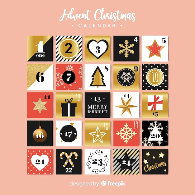 Gratis vector gouden details adventskalender