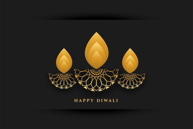 Gouden diya in etnische stijl voor diwali-festivalbanner