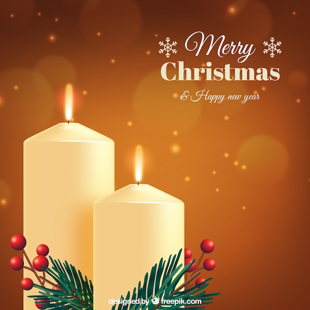 Gratis vector gouden elegante achtergrond van kerstkaarsen