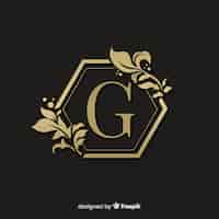 Gratis vector gouden elegante logo met frame