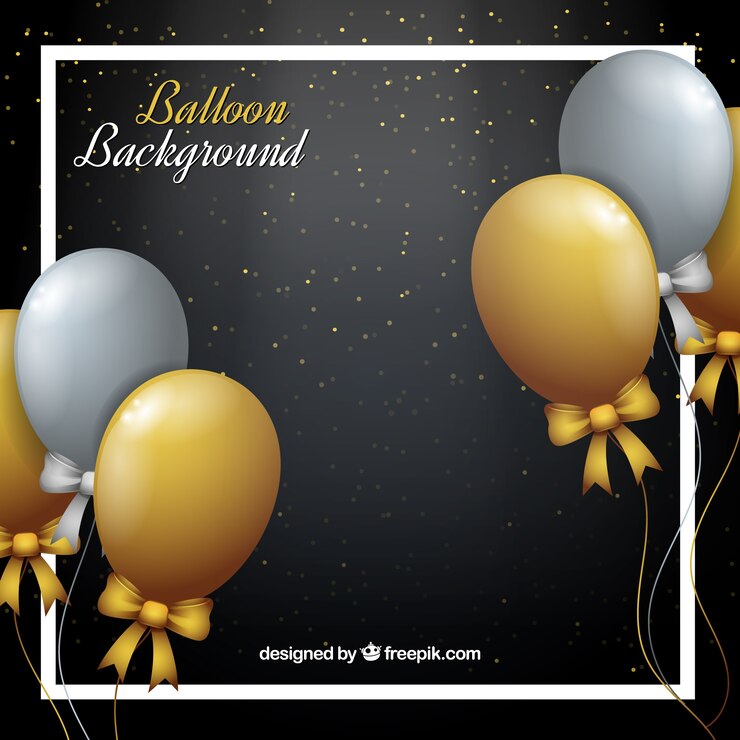 Gratis Vector gouden en grijze ballonnen achtergrond om te vieren