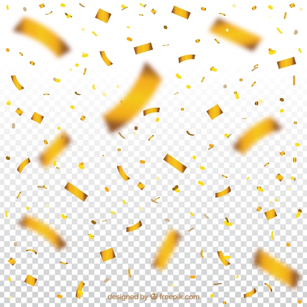 Gratis vector gouden en heldere confettienachtergrond