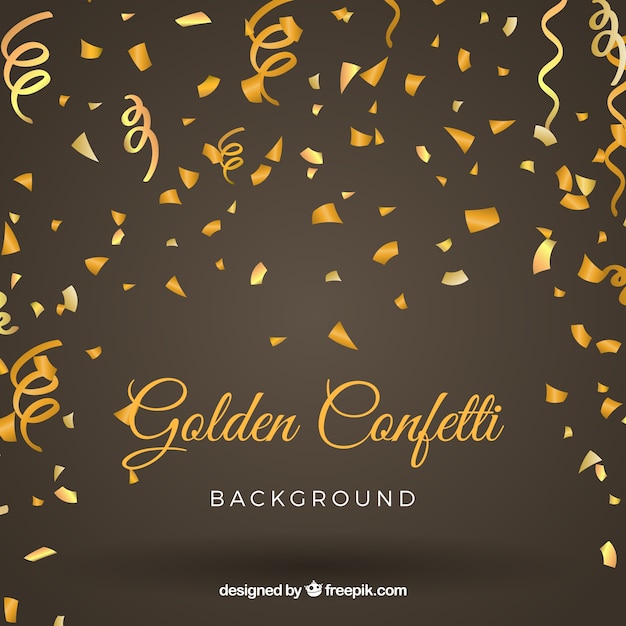 Gratis vector gouden en heldere confettienachtergrond