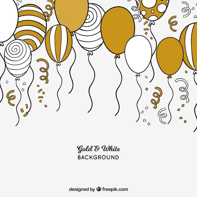 Gratis vector gouden en witte ballonnen achtergrond