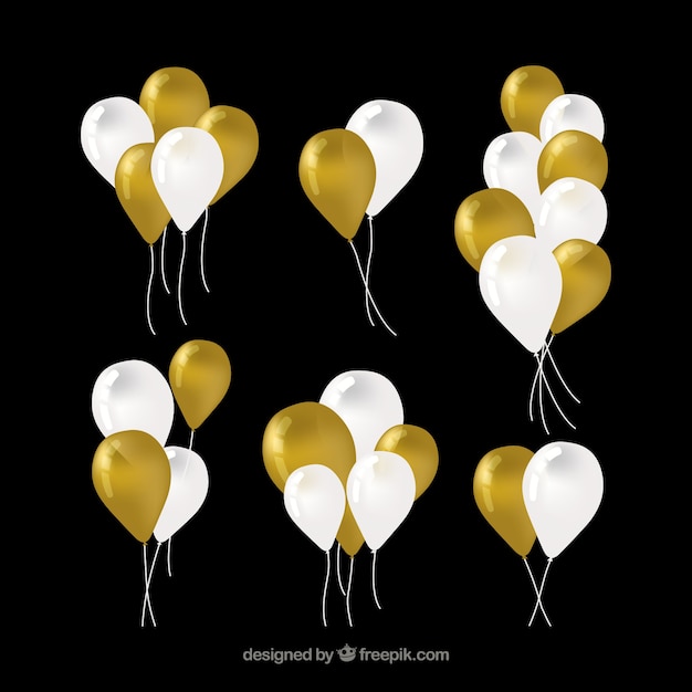 Gratis vector gouden en witte ballonnen boscollectie