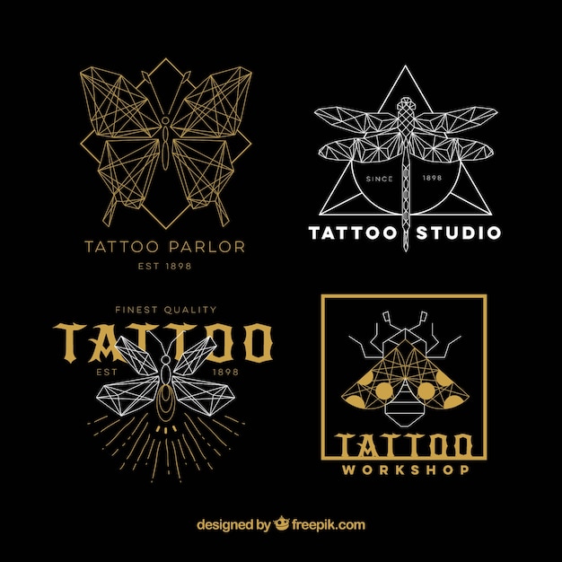 Gouden en zilveren tattoo logo collectie