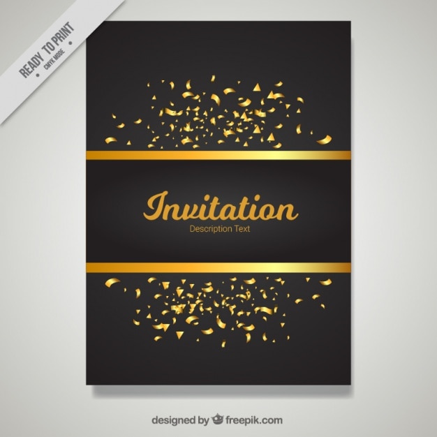 Gratis vector gouden en zwarte uitnodiging template