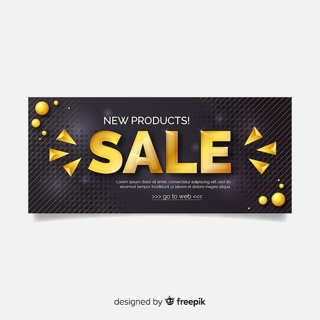 Gratis vector gouden en zwarte verkoopbanner