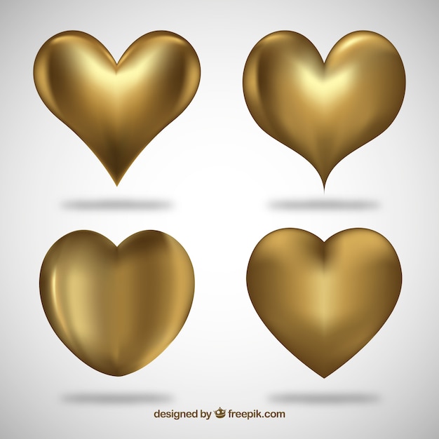 Gratis vector gouden geïsoleerde hartachtergrond