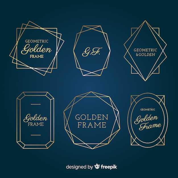 Gratis vector gouden geometrische frames-collectie