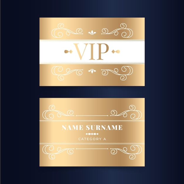 Gratis vector gouden gradiënt vip-kaartsjabloon