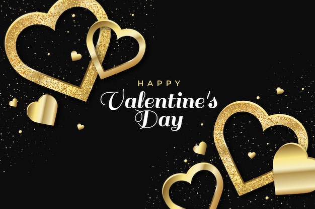 Gratis vector gouden hart valentijnsdag achtergrond