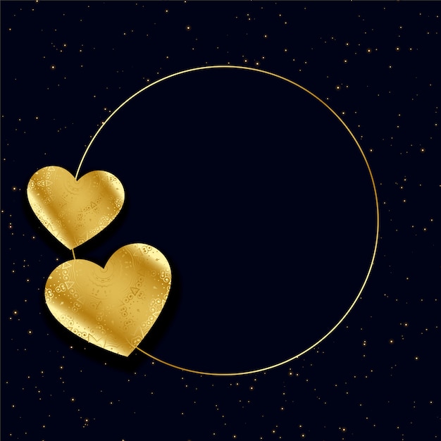 Gratis vector gouden hartenkader met tekst ruimteachtergrond