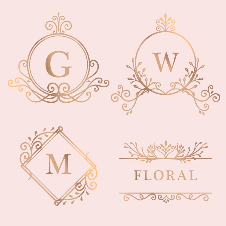 Gratis Vector gouden ingelijst logo-collectie