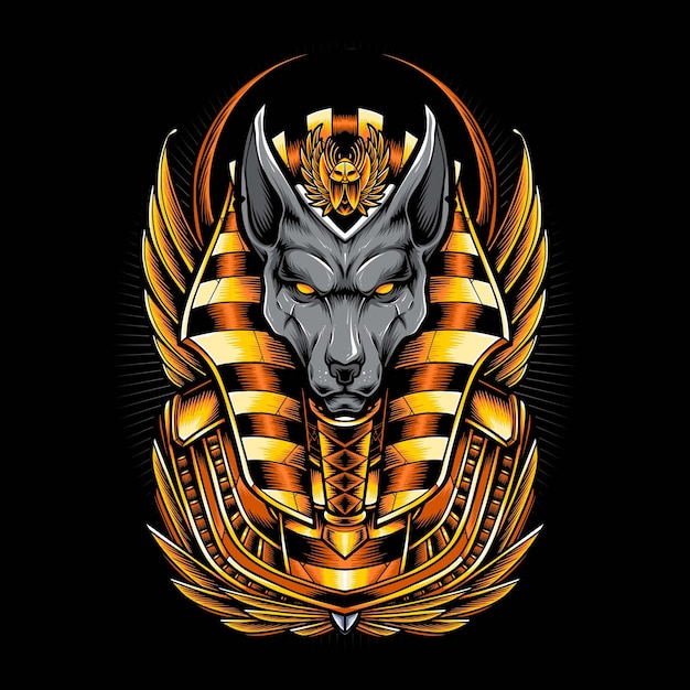 Gratis vector gouden jakhals anubis vectorillustratie