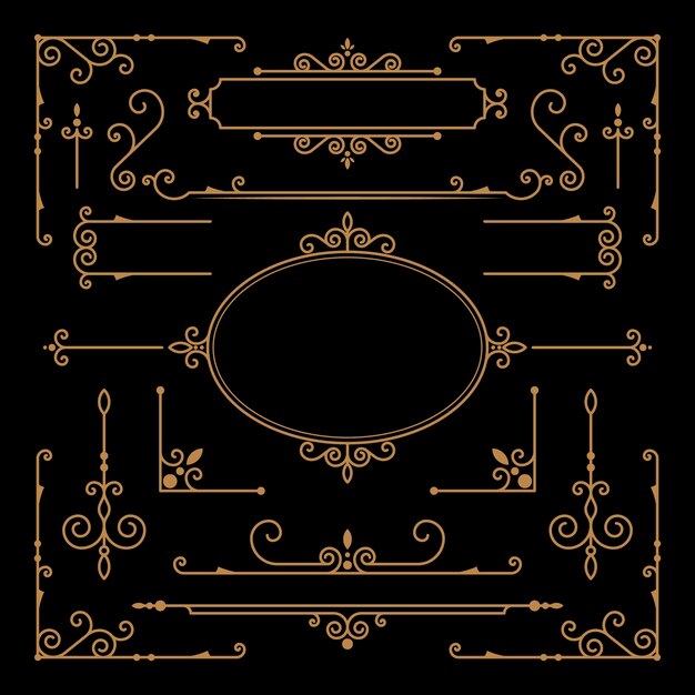 Gouden kalligrafische decoratieve elementen