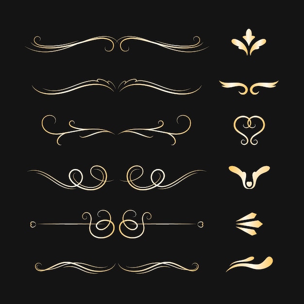Gouden kalligrafische ornamentcollectie