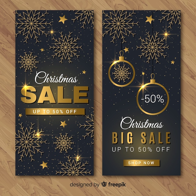 Gouden kerst verkoop banners