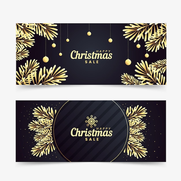 Gouden kerst verkoop banners