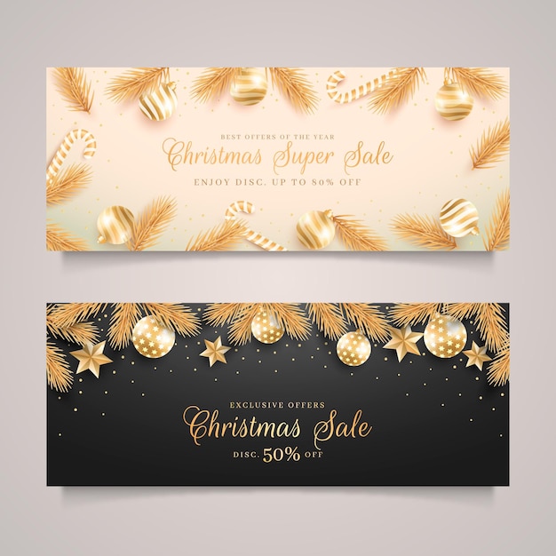 Gouden kerst verkoop banners