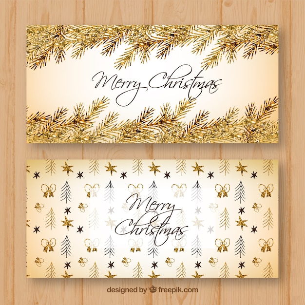 Gratis vector gouden kerstbanners